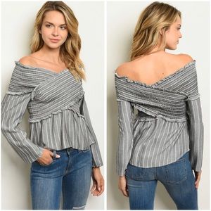 Off the shoulder striped top